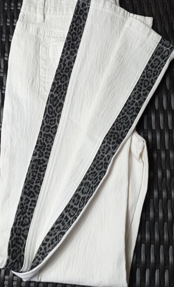 RARE NWOT Y2K DG2 Skinny Jeans Leopard Embellished Stripe 8 TALL LONG - Picture 4 of 8